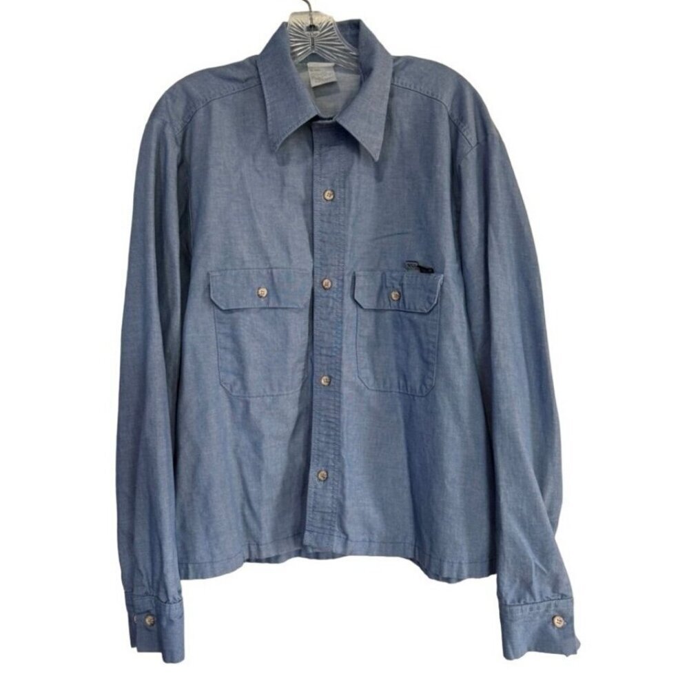 NSA National Safety Apparel FR Shirt Indura Ultra Soft Chambray Blue Men's Large